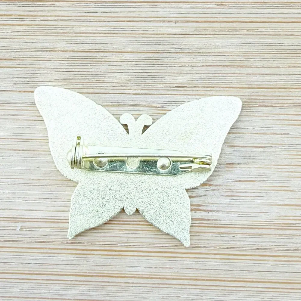 Blue Green Glitter Whimsical Celestial Butterfly Moth with Safety Pin Back